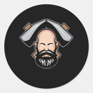 Sticker Rond Artiste de la barbe en colère Outils forts