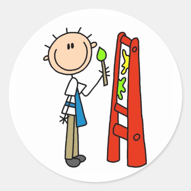 Sticker Rond Artiste de la figure de bâton (Devant)