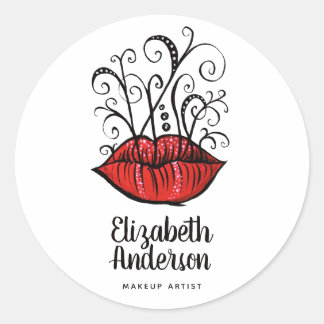 Sticker Rond Artiste de maquillage gothique style tatouage à lè