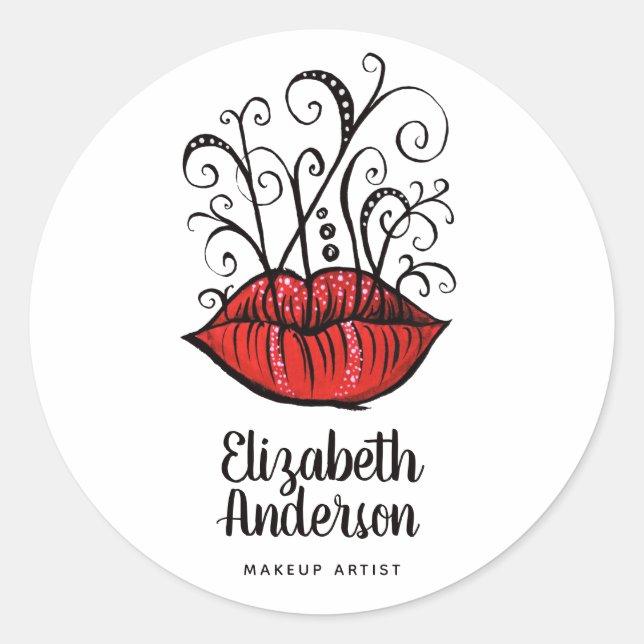 Sticker Rond Artiste de maquillage gothique style tatouage à lè (Devant)