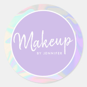 Sticker Rond Artiste de maquillage holographique moderne et élé