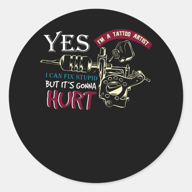 Sticker Rond Artiste du tatouage (Devant)