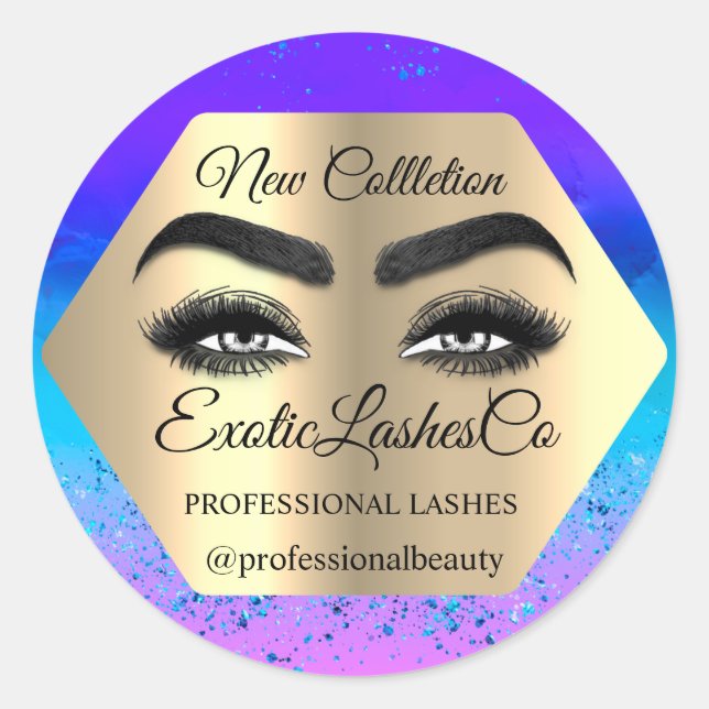 Sticker Rond Artiste maquillage Eyelash Logo Parties scintillan (Devant)
