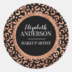 Sticker Rond Artiste maquillage Noir Chic Empreinte de léopard