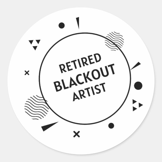 Sticker Rond Artiste Noir à la retraite (Devant)