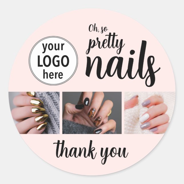 Sticker Rond Artiste Ongles Oh So Pretty Logo Script Photo (Devant)
