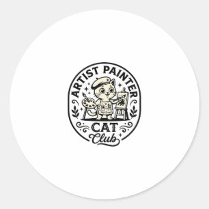 Sticker Rond Artiste Peintre Chat Chat Drôle Graphique - Artist