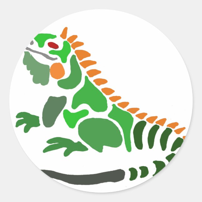Sticker Rond Artiste Vert Iguana Art Original (Devant)