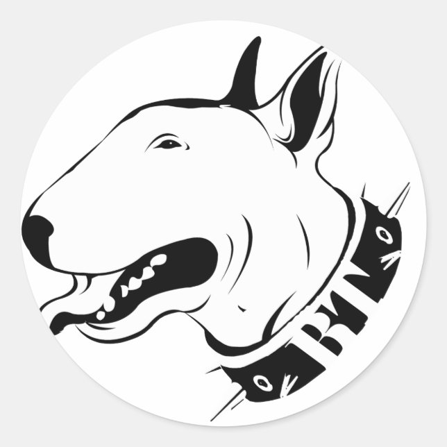 Sticker Rond Artistic Bull Terrier Chien race Design (Devant)