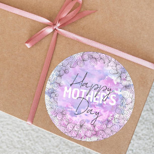 Sticker Rond Artistic Purple Aquarelle Black Enk Fête des Mères