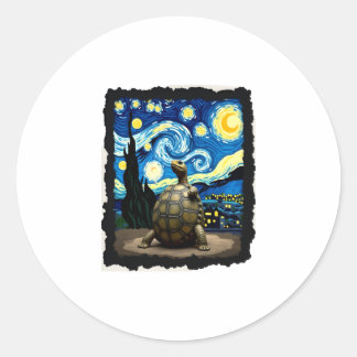 Sticker Rond Artistic Turtle Shirt  Starry Night Turtle (2)