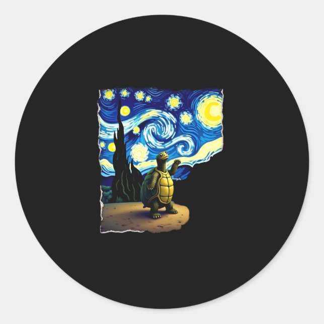 Sticker Rond Artistic Turtle Shirt  Starry Night Turtle (4) (Devant)