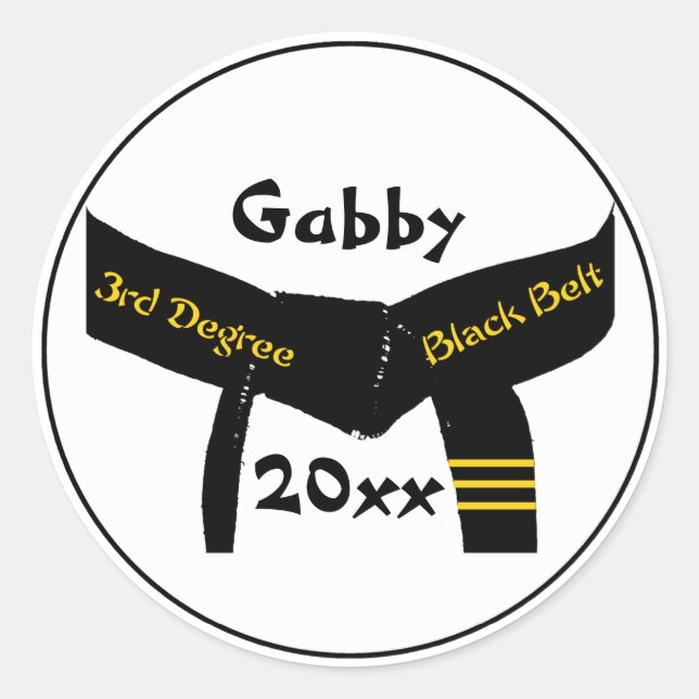 Sticker Rond Arts martiaux 3e degré Ceinture noire (Devant)