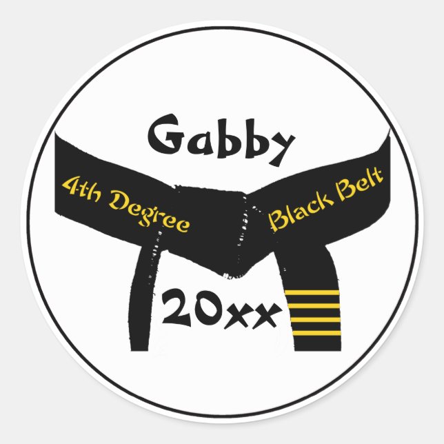 Sticker Rond Arts martiaux 4e degré Ceinture noire (Devant)