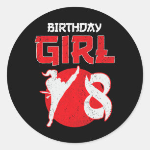 Sticker Rond Arts Martiaux Anniversaire Karaté Taekwondo 8 Ans