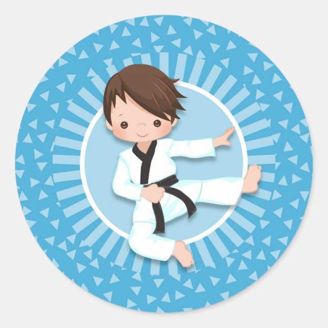 Sticker Rond Arts martiaux de Brown Hair Karate (Devant)