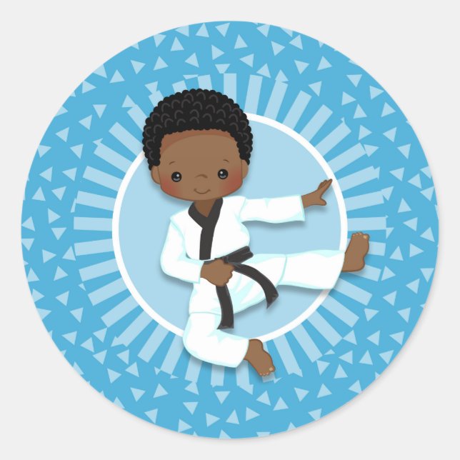 Sticker Rond Arts martiaux de judo de garçon de karaté (Devant)