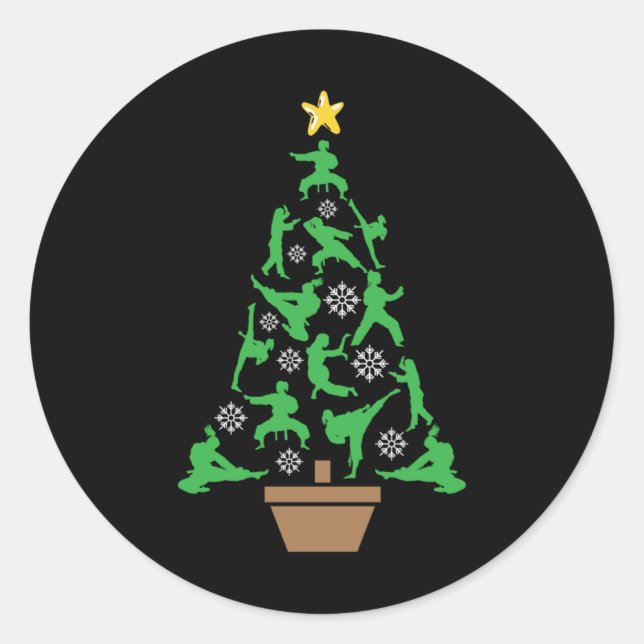 Sticker Rond Arts martiaux féminins - Karate Arbre de Noël pour (Devant)