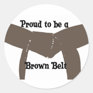 Sticker Rond Arts martiaux Fier d'être une ceinture Brown