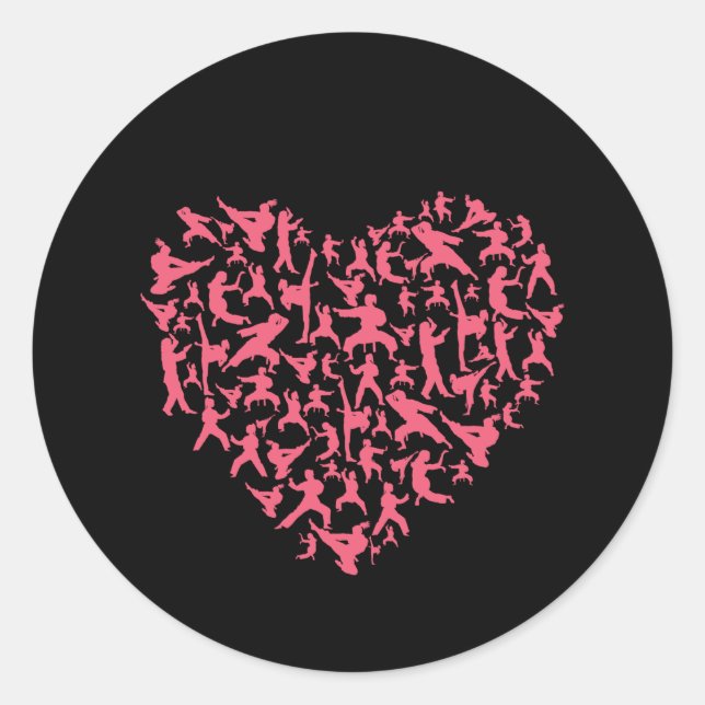 Sticker Rond Arts martiaux filles Karate Heart (Devant)