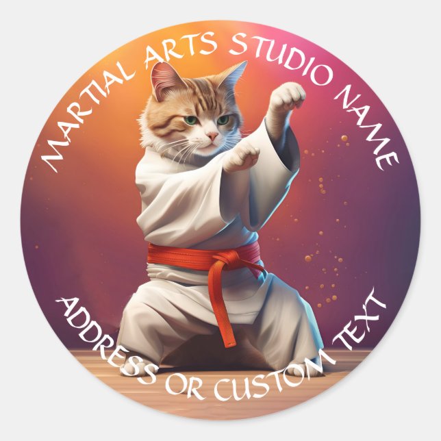 Sticker Rond Arts martiaux Jiu-jitsu Karate Taekwondo Studio (Devant)