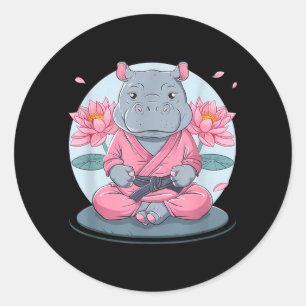 Sticker Rond Arts Martiaux Karaté Hippo Animal MMA Taekwondo