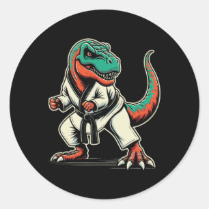 Sticker Rond Arts martiaux Karaté Taekwondo dinosaure T-rex