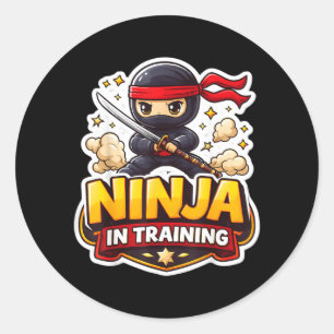 Sticker Rond Arts martiaux Karaté Taekwondo Ninja en formation