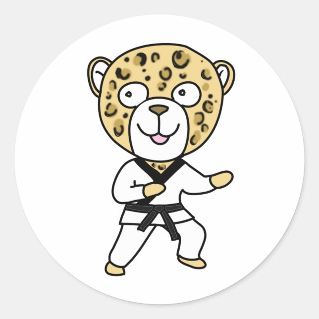 Sticker Rond Arts martiaux Leopard (Devant)
