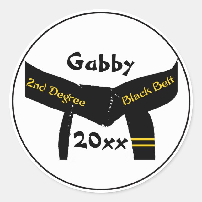 Sticker Rond Arts martiaux personnalisés 2e degré Ceinture noir (Devant)