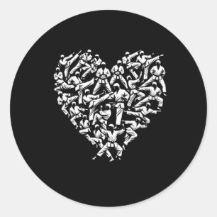 Sticker Rond Arts Martiaux Pour Karate Fighter - Coeur Pour Kar