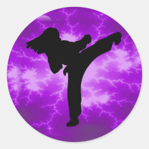 Sticker Rond Arts martiaux Purple Lightning Girl