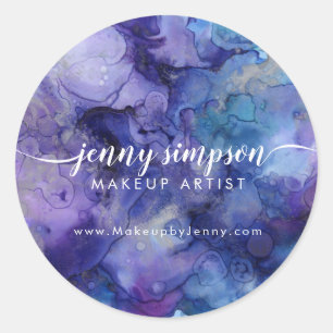 Sticker Rond Artsy Abstrait Violet violet Nom du script / Web