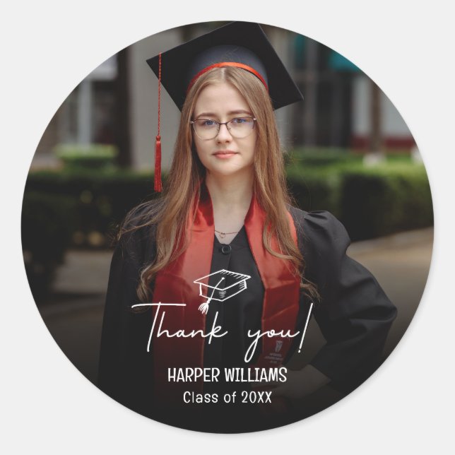 Sticker Rond Artsy Doodles Graduation Merci (Devant)