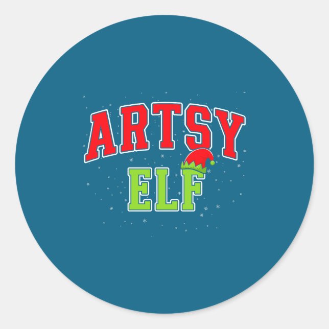Sticker Rond Artsy Elf Christmas Family Matching Group Xmas Act (Devant)