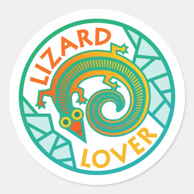 Sticker Rond Artsy Lizard Lover (Devant)