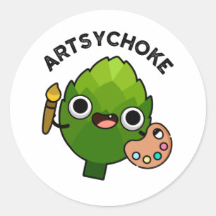 Sticker Rond Artsychoke Funny Veggie Artichoke