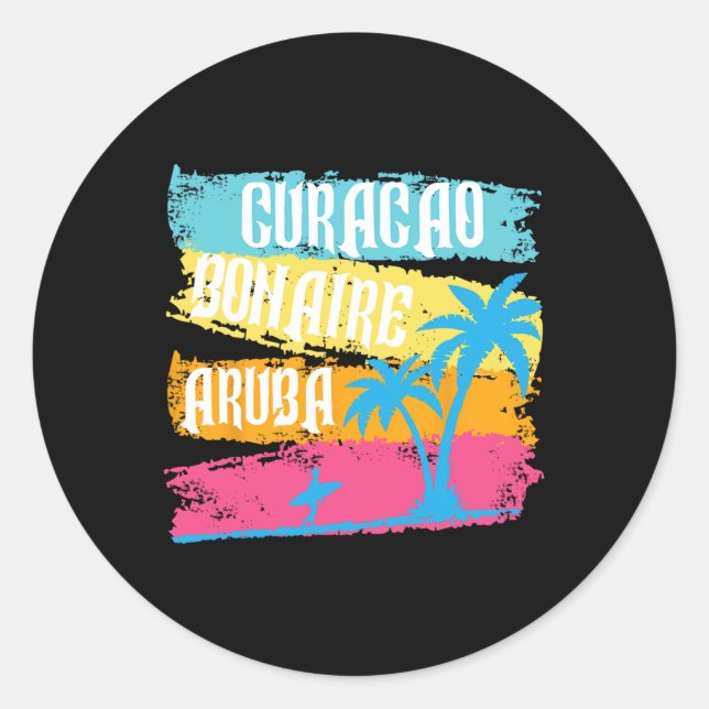 Sticker Rond Aruba Bonaire Curacao Vacances Caraïbes S (Devant)