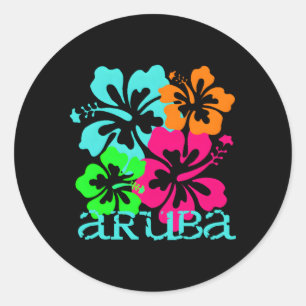 Sticker Rond Aruba Island Beach Tropical Paradise Surf Voyage O