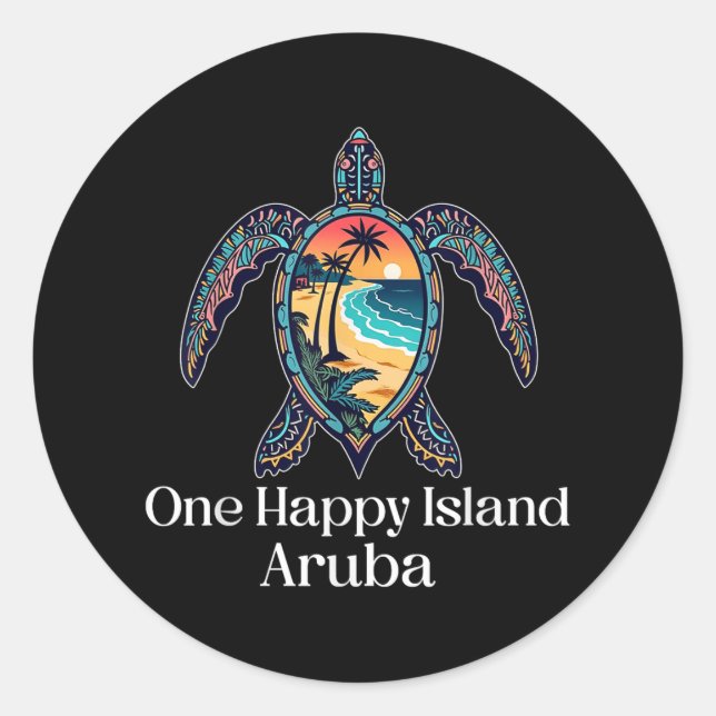 Sticker Rond Aruba One Happy Island Aruba Souvenir Vacances Me (Devant)