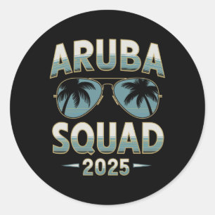 Sticker Rond Aruba Vacation Squad 2025 Correspondant Vacances F
