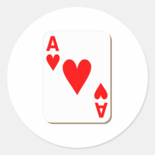 Sticker Rond As de carte de jeu de coeurs