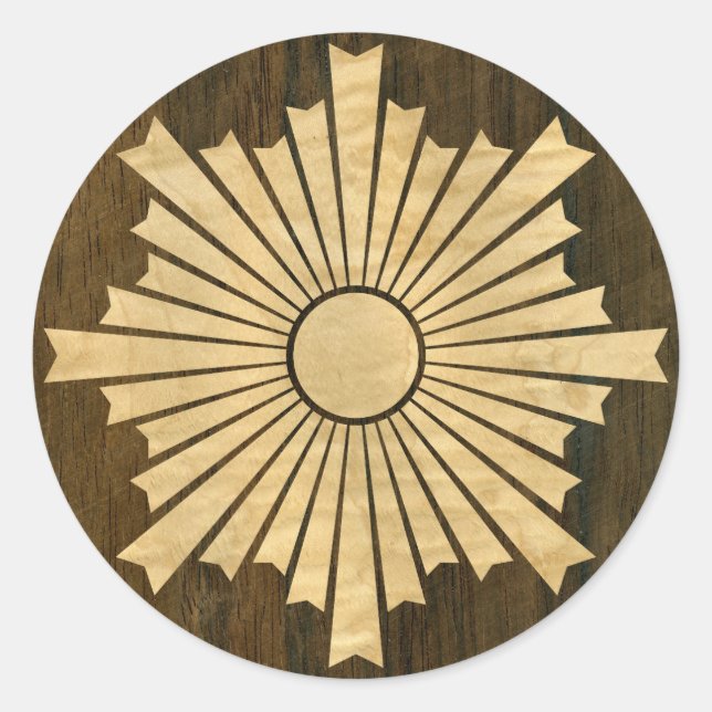 Sticker Rond Asahiko Kamon Jaune Crest Bois Veneer (Devant)