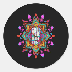 Sticker Rond Asanas coulent plus fort avec Namaste Mandala vibr