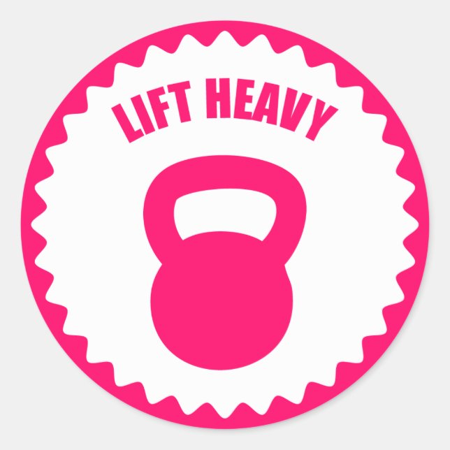 Sticker Rond Ascenseur Lourd Avec Une Kettlebell - (Devant)