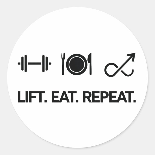 Sticker Rond Ascenseur. Manger. Recommencer. - Conception de la (Devant)