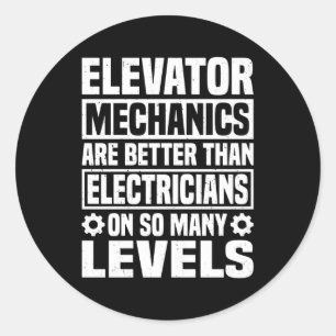 Sticker Rond Ascenseur Réparateur Ascenseur mécanique Ascenseur