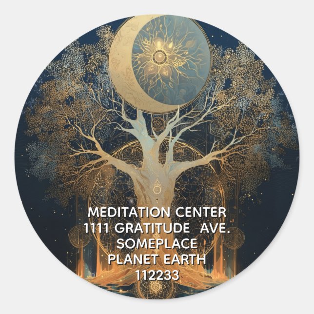 Sticker Rond Ascension au Clair de Lune | Conception de l'Arbre (Devant)