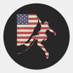 Sticker Rond Ascension de roche de drapeau américain du 4 juill