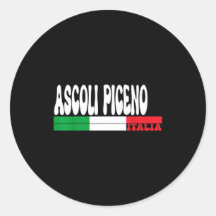 Sticker Rond Ascoli Piceno Ville Italie Drapeau Italie Vintage